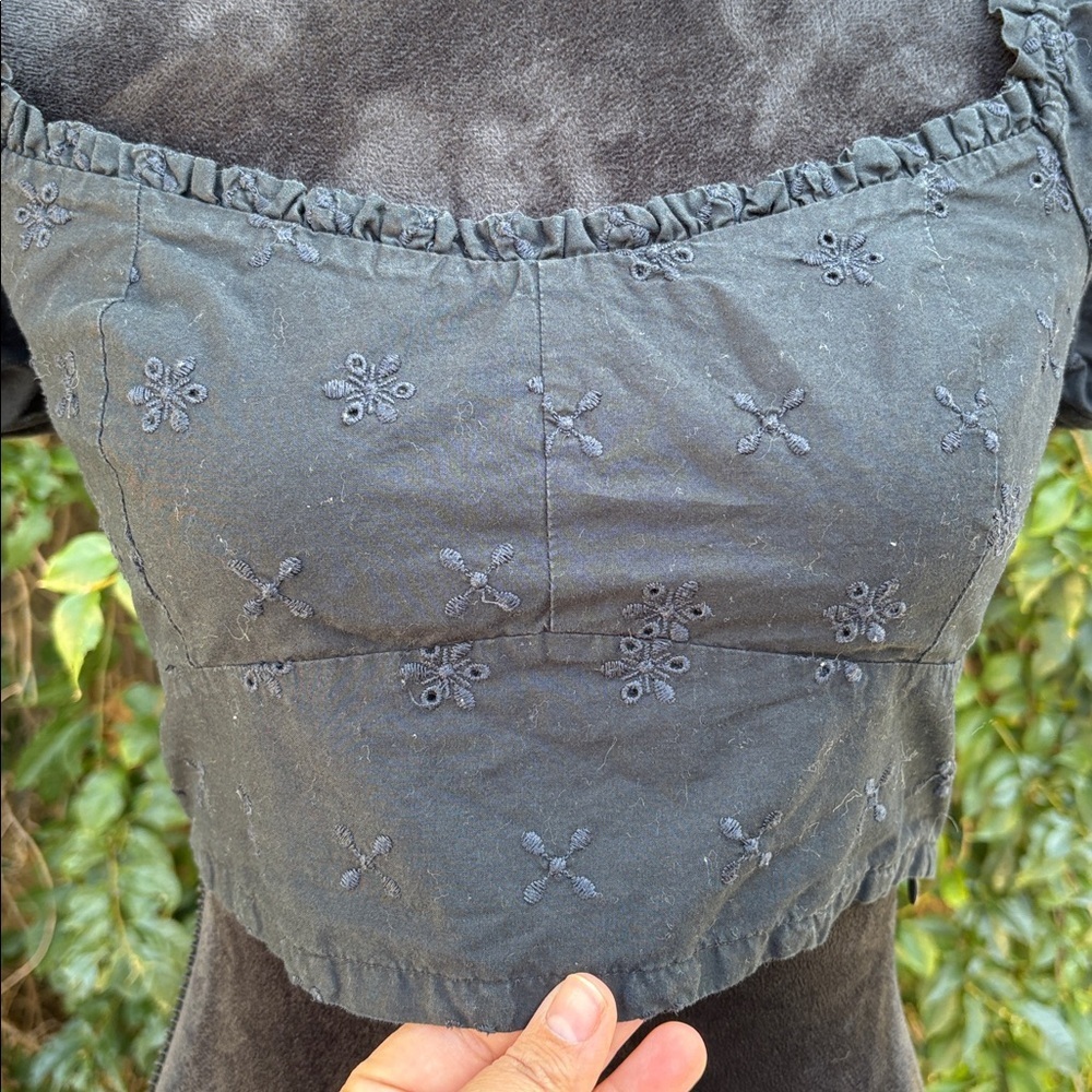 Gap Eyelet Crop Top Black Top Size Medium Y2K Inspired Whimsigoth Small Babydoll - Picture 5 of 7